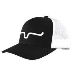 Kimes Ranch Apparel Black/White Mesh Weekly Trucker Cap