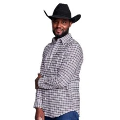 Kimes Ranch Men's Charcoal Taos Plaid Long Sleeve Button Down