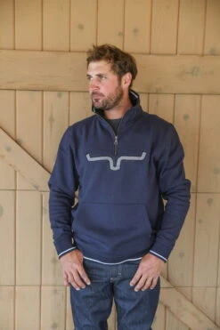 Kimes Ranch Mens Filmore Navy Heather Cotton Blend Hoodie