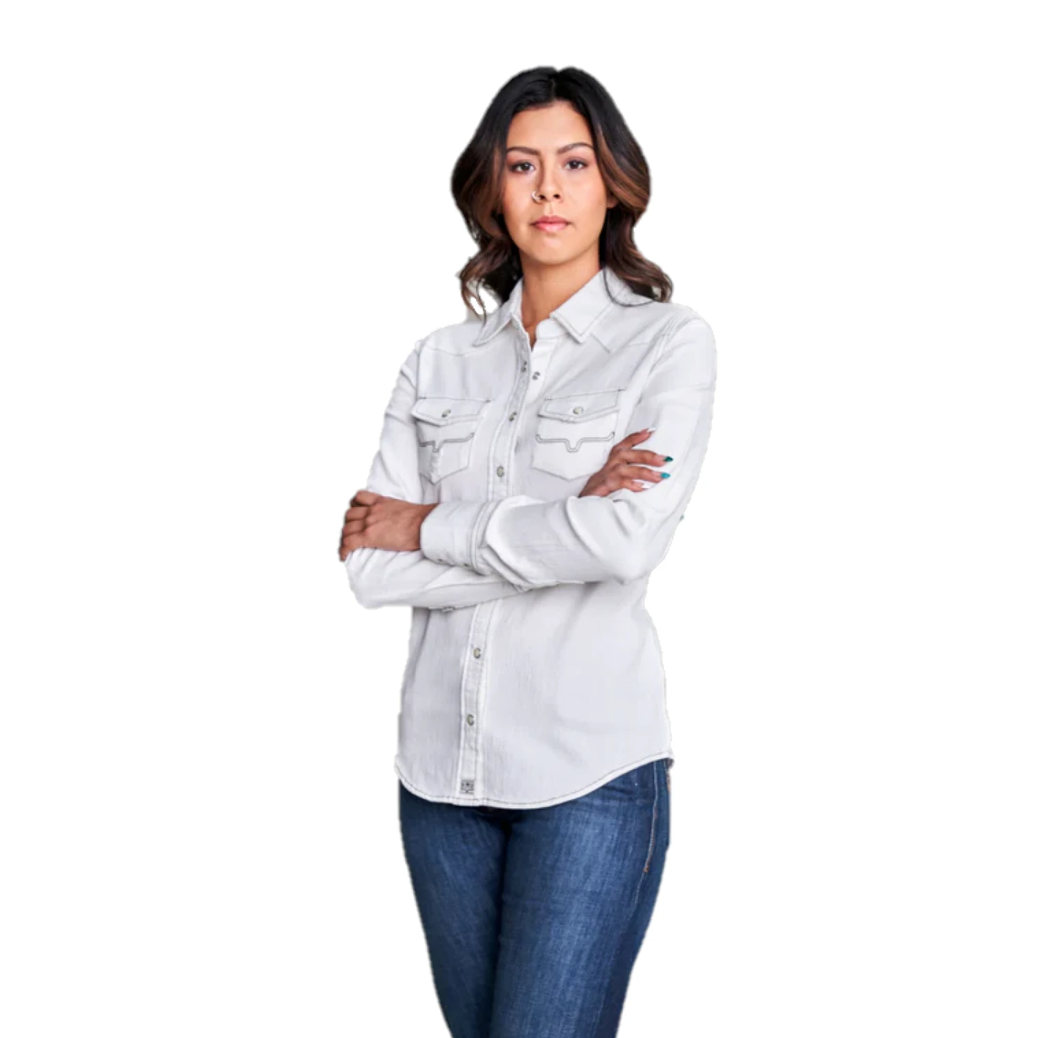 Kimes Ranch® LadiesWhite Kaycee Denim Snap Shirt KAY-WW 4 Kimes Ranch® LadiesWhite Kaycee Denim Snap Shirt KAY-WW - Image 2