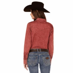 Kimes Ranch® Ladies Kc Tencel Dark Red Snap Shirt KC-DR 7 Kimes Ranch® Ladies Kc Tencel Dark Red Snap Shirt KC-DR -Kimes Ranch KR RD3