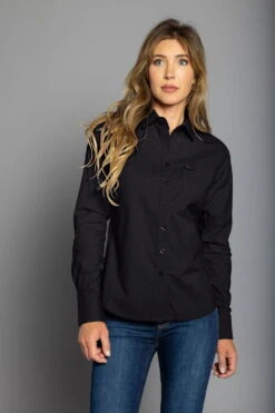Kimes Ranch Womens Linville Black Cotton Blend L/S Shirt