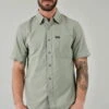 Kimes Ranch Mens Linville Solid Sage Cotton Blend S/S Shirt 1 Kimes Ranch Mens Linville Solid Sage Cotton Blend S/S Shirt -Kimes Ranch Linville Short Sleeve Solid Sage