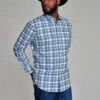 Kimes Ranch Mens Manzano Plaid Dress Blue Cotton Blend L/S Shirt