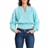 Kimes Ranch Ladies Dewey V Neck Turquoise Pullover Sweatshirt DEW-TURQ