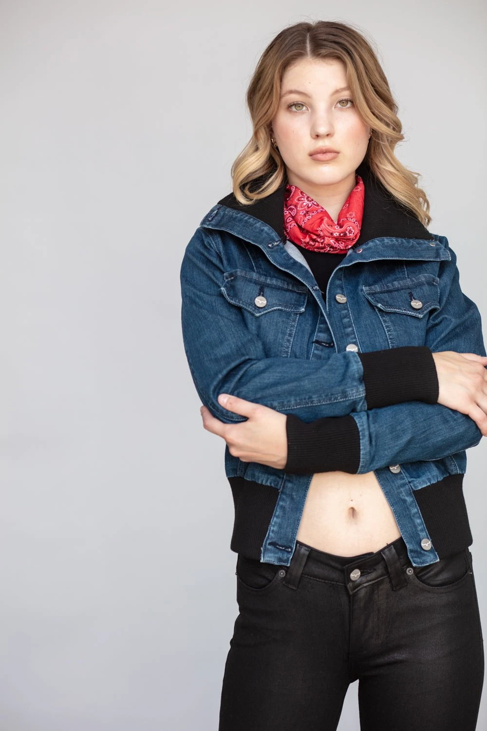 Kimes Ranch Womens Rosie Bomber Jacket Indigo Cotton Blend 3 Kimes Ranch Womens Rosie Bomber Jacket Indigo Cotton Blend