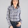 Kimes Ranch Womens San Mateo Flannel Blue Cotton Blend L/S Shirt -Kimes Ranch San Mateo Flannel Blue