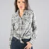 Kimes Ranch Womens San Mateo Flannel Pewter Cotton Blend L/S Shirt -Kimes Ranch San Mateo Flannel Pewter