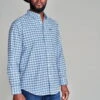 Kimes Ranch Mens Taos Plaid Dress Blue Cotton Blend L/S Shirt 2 Kimes Ranch Mens Taos Plaid Dress Blue Cotton Blend L/S Shirt -Kimes Ranch Taos Plaid Blue