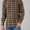 Kimes Ranch Mens Twin Peaks Flannel Dress Gold/Grey Cotton Blend L/S Shirt -Kimes Ranch Twin Peaks Flannel Gold Grey