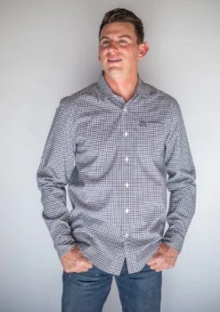 Kimes Ranch Mens Welton Dress Navy Cotton Blend L/S Shirt