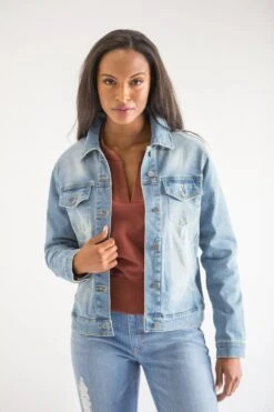 Kimes Ranch Womens Winslow Destroyed Wash Cotton Blend Cotton Jacket