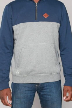 Kimes Ranch 30 Kimes Ranch Mens Diamond Head QZ Navy/Grey Cotton Blend L/S Hoodie