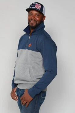 Kimes Ranch Mens Diamond Head QZ Navy/Grey Cotton Blend L/S Hoodie -Kimes Ranch diamond head qz navy grey mens 2 scaled 1