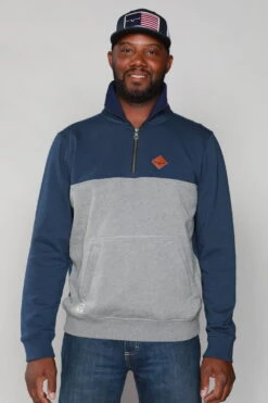 Kimes Ranch Mens Diamond Head QZ Navy/Grey Cotton Blend L/S Hoodie -Kimes Ranch diamond head qz navy grey mens 3 1 scaled 1