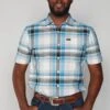 Kimes Ranch Mens Grande Plaid Blue Cotton Blend S/S Western Shirt
