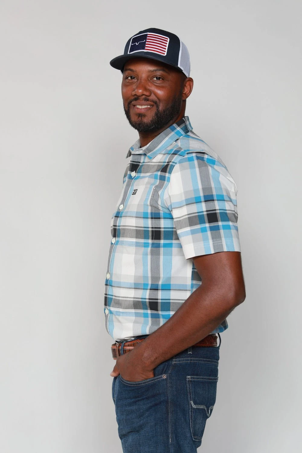 Kimes Ranch Mens Grande Plaid Blue Cotton Blend S/S Western Shirt 4 Kimes Ranch Mens Grande Plaid Blue Cotton Blend S/S Western Shirt - Image 2