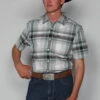 Kimes Ranch Mens Grande Plaid Green Cotton Blend S/S Western Shirt -Kimes Ranch grande plaid green top mens 1 scaled 1