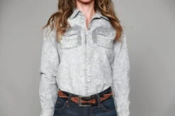 Kimes Ranch Womens KC Top Light Grey 100% Tencel L/S Western Shirt -Kimes Ranch kc tencel grey womens 4 scaled 1