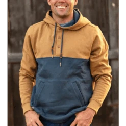 Kimes Ranch Men's Ogden Fleece Brown/Navy Hooded Sweatshirt OGDEN-WWB