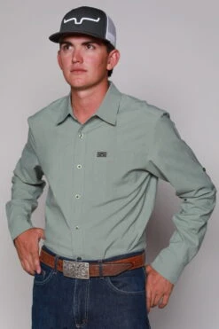 Kimes Ranch Mens Linville Solid Shirt Sage Cotton Blend L/S Western -Kimes Ranch linville ls sage top mens 3 scaled 1