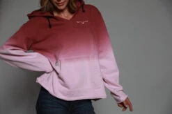 Kimes Ranch Womens Santa Fe Fleece Dark Red 100% Cotton L/S Hoodie -Kimes Ranch santa fe hood dark red womens 3 scaled 1