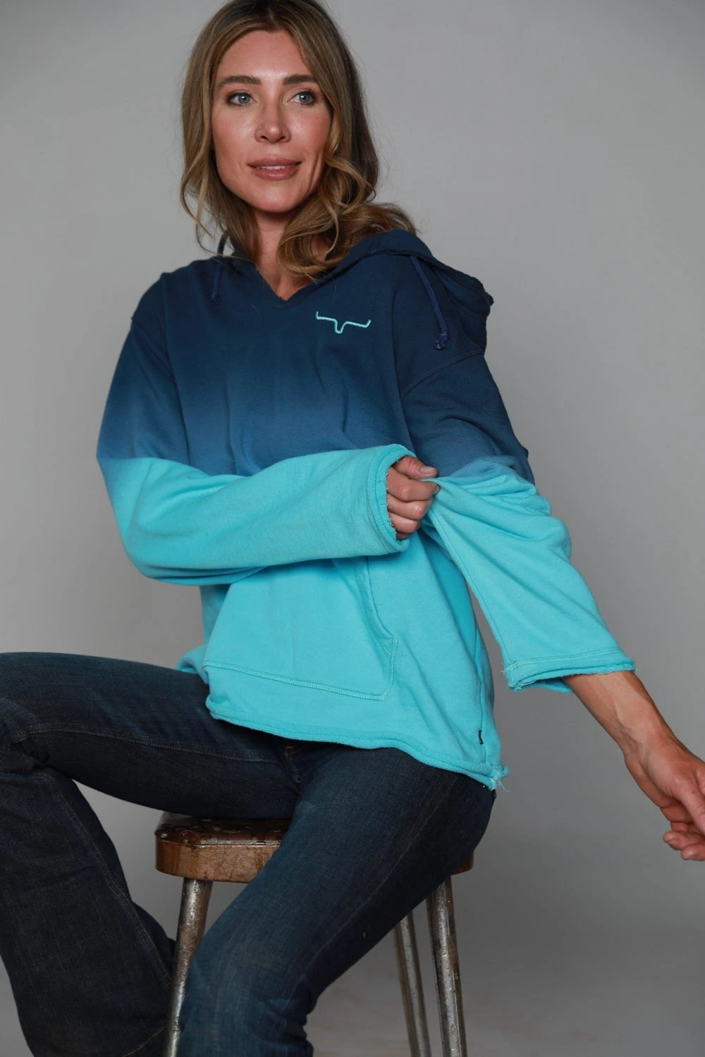 Kimes Ranch Womens Santa Fe Fleece Navy 100% Cotton L/S Hoodie 4 Kimes Ranch Womens Santa Fe Fleece Navy 100% Cotton L/S Hoodie - Image 2