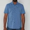 Kimes Ranch Mens Spyglass Mini Check Blue Cotton Blend S/S Western Shirt -Kimes Ranch spyglass ss blue top mens 1 scaled 1
