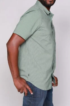 Kimes Ranch Mens Spyglass Mini Check Sage Cotton Blend S/S Western Shirt -Kimes Ranch spyglass ss sage top mens 3 scaled 1