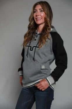 Kimes Ranch Womens Summer Love Fleece Grey Cotton Blend L/S Hoodie