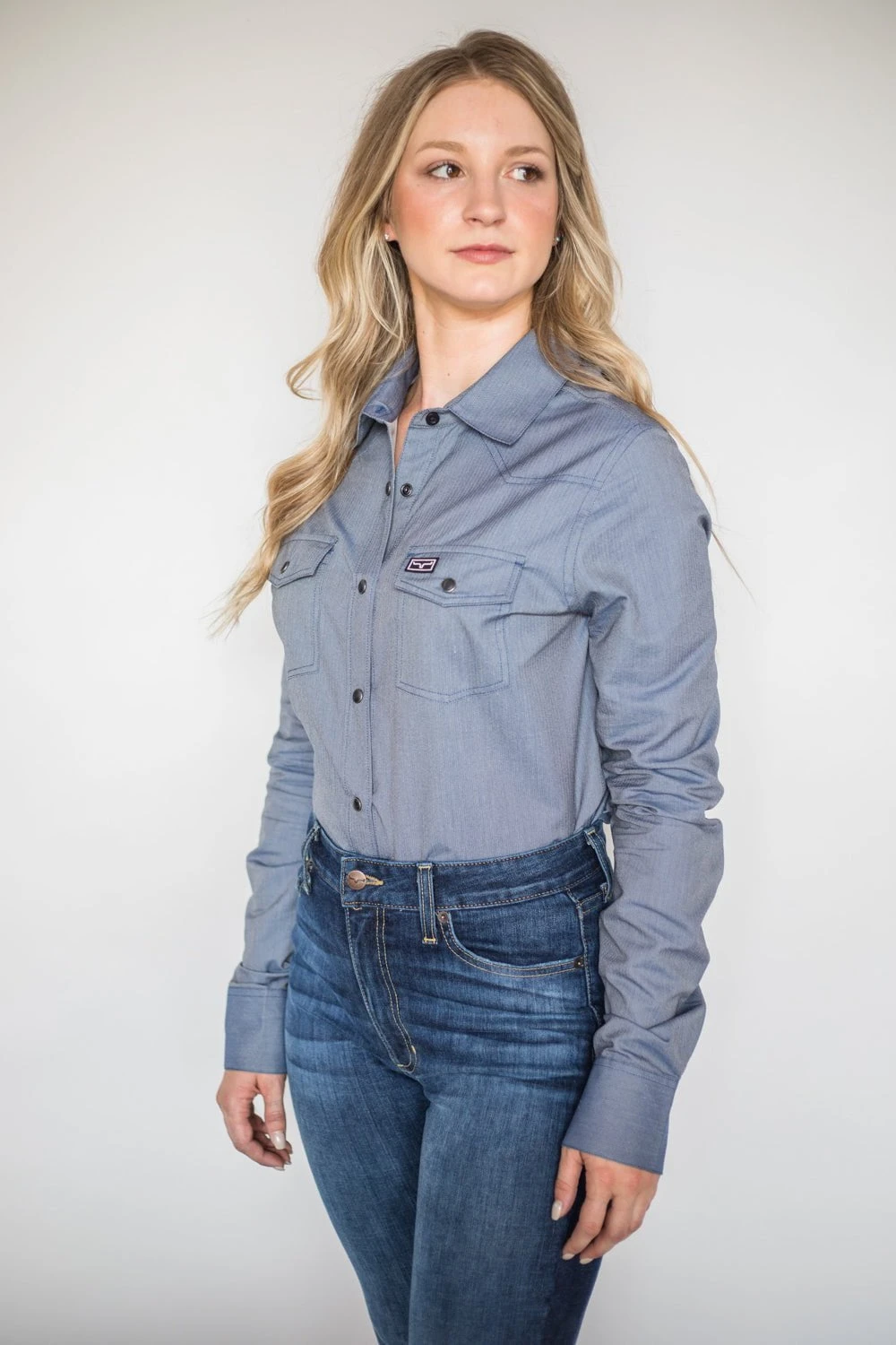 Kimes Ranch Womens Tucson HB Indigo Cotton Blend L/S Western Shirt 3 Kimes Ranch Womens Tucson HB Indigo Cotton Blend L/S Western Shirt