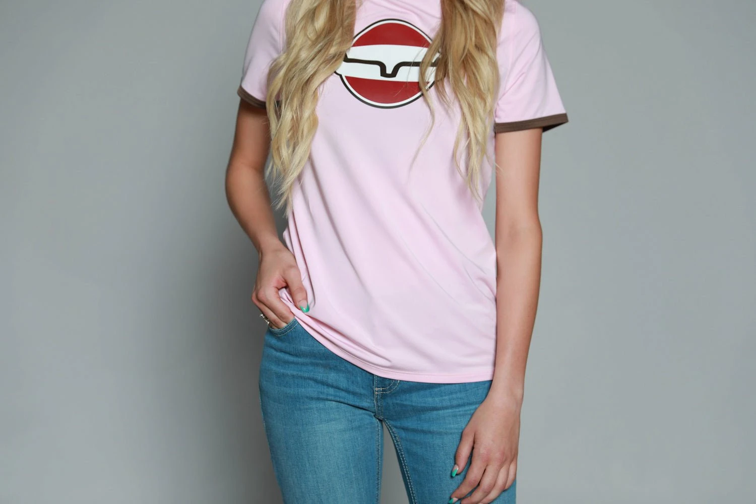 Kimes Ranch Womens Union Made Ringer Tee Blush Polyester S/S T-Shirt 5 Kimes Ranch Womens Union Made Ringer Tee Blush Polyester S/S T-Shirt - Image 3